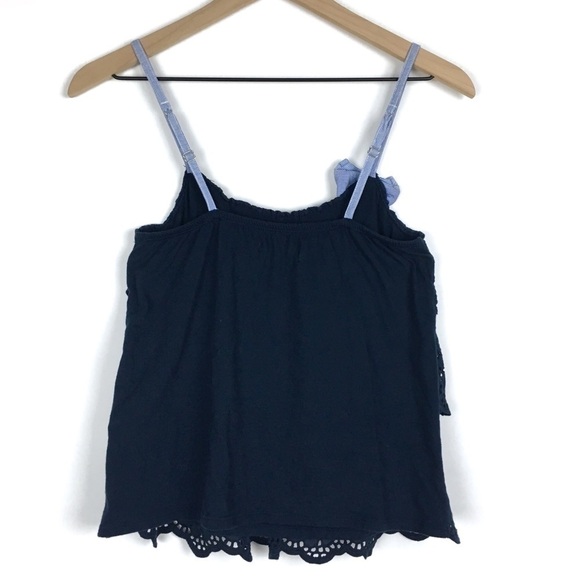 ABERCROMBIE & FITCH Cami Tank Top Eyelet Lace Stripe Boho Preppy Y2K Size Medium - Picture 5 of 12